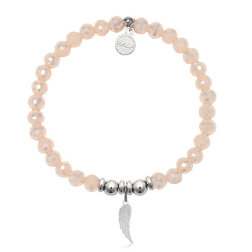 HELP Collection: Angel Wing Cutout Charm with Beige Crystal Charity Bracelet